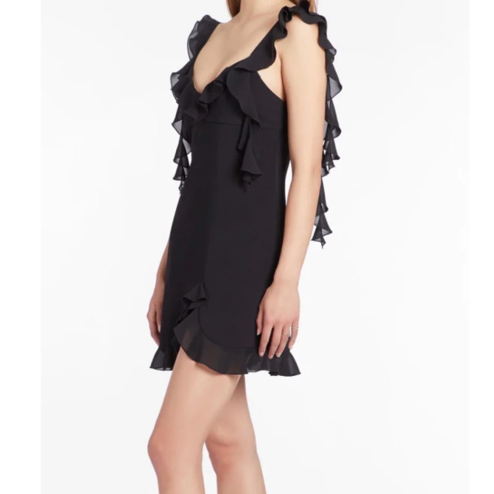 Amanda Uprichard Black Ruffle Mini Dress